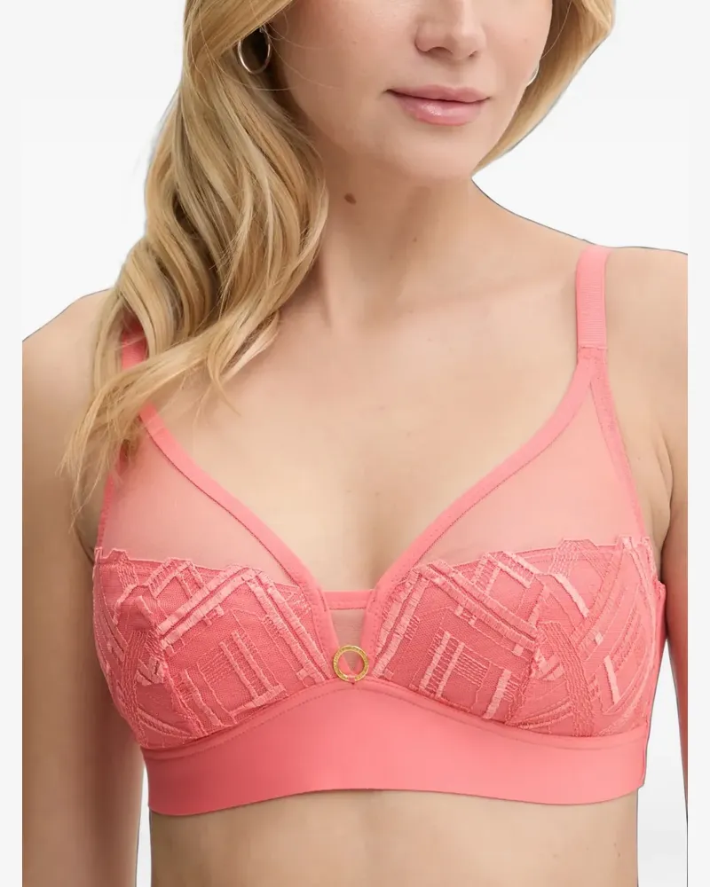 Chantelle embroidered mesh-panelled bra - Rosa Rosa