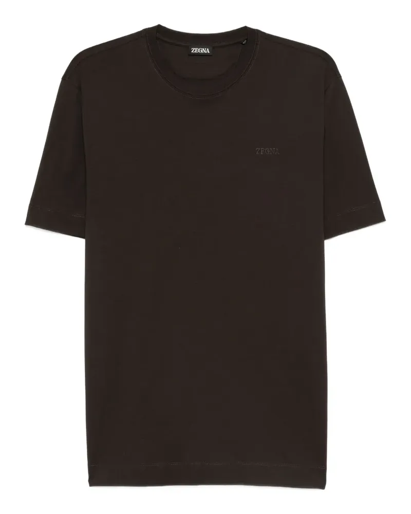 Ermenegildo Zegna embroidered logo polo shirt - Braun Braun