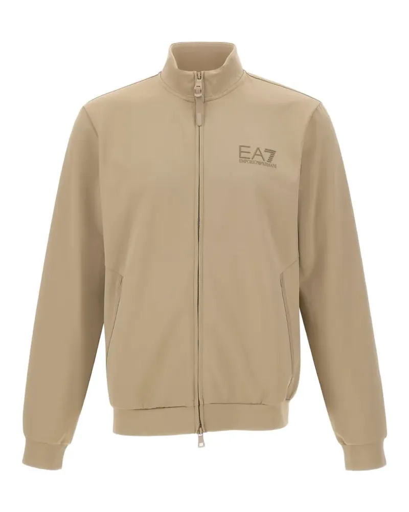 EA7 zipped logo-detail sweatshirt - Nude Nude