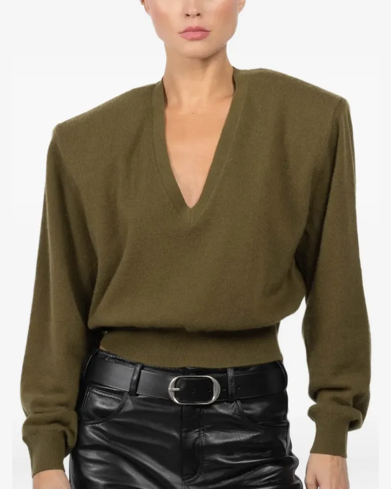 Ronny Kobo Landen V-neck shoulder-pads sweater - Grün Grün
