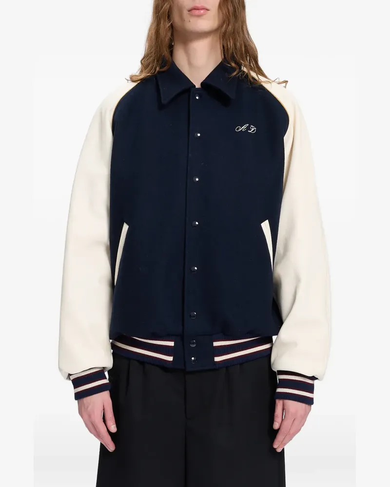 Ann Demeulemeester Bomberjacke mit Logo-Stickerei - Blau Blau