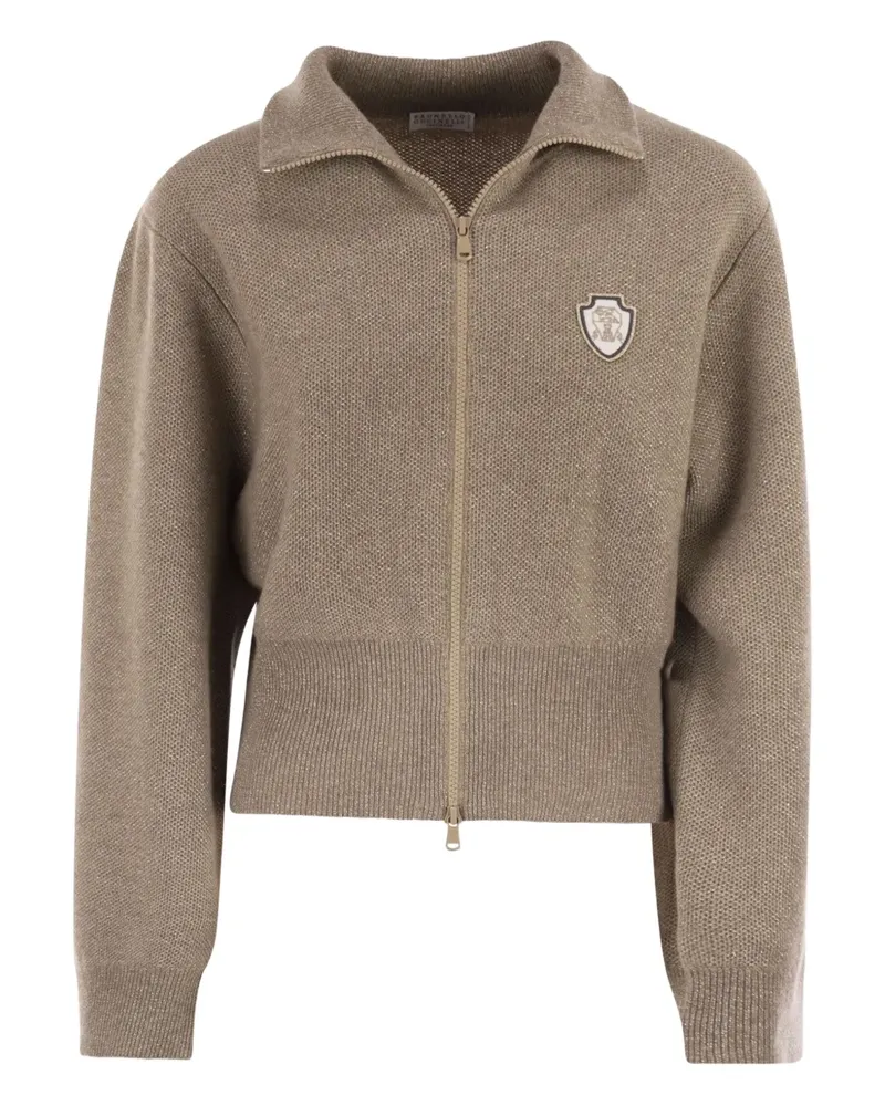 Brunello Cucinelli Cardigan mit Logo-Patch - Nude Nude