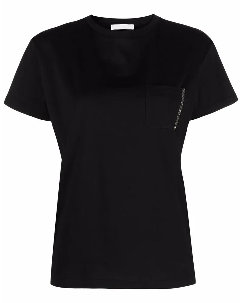 Fabiana Filippi T-Shirt mit Brusttasche - Schwarz Schwarz