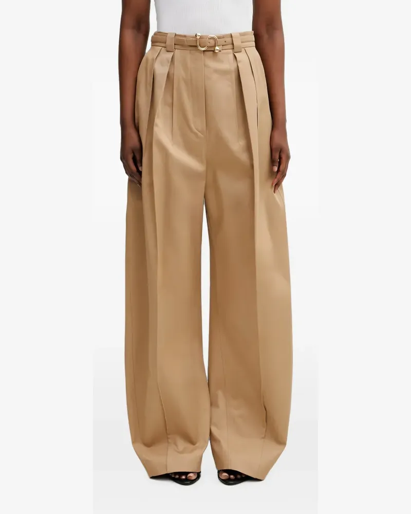 SPORTMAX Plissierte Hose mit Gürtel - Braun Braun