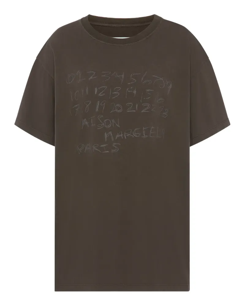 Maison Margiela numbers-motif T-shirt - Braun Braun