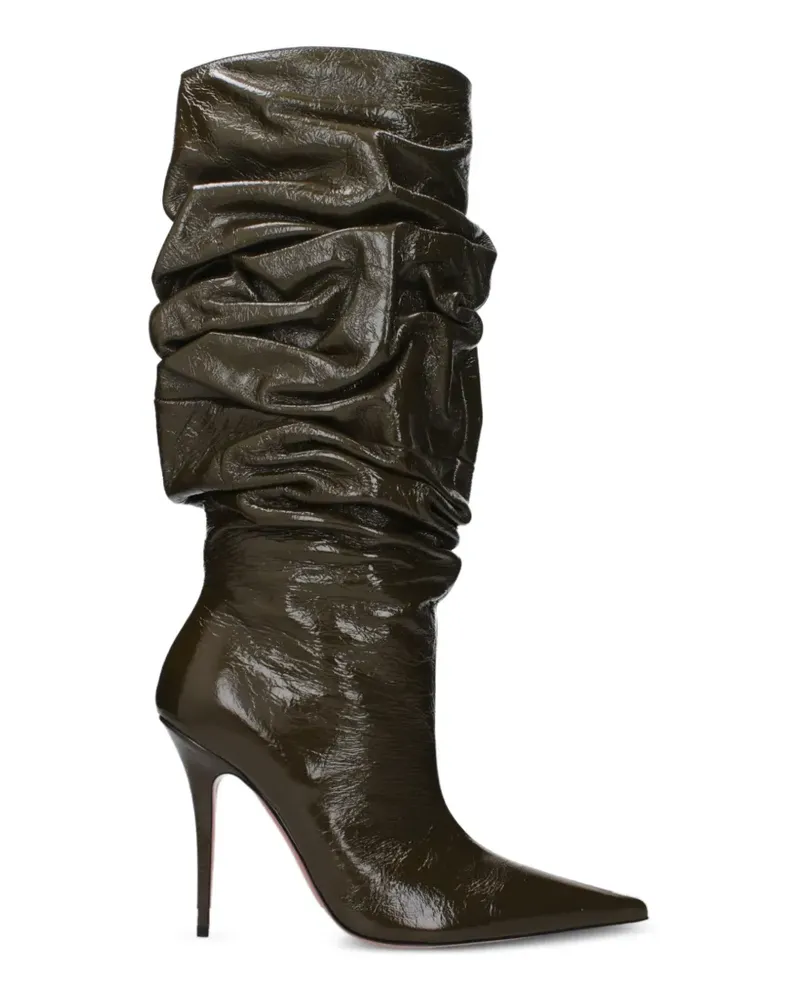 Amina Muaddi ruched patent-leather boots - Grün Grün