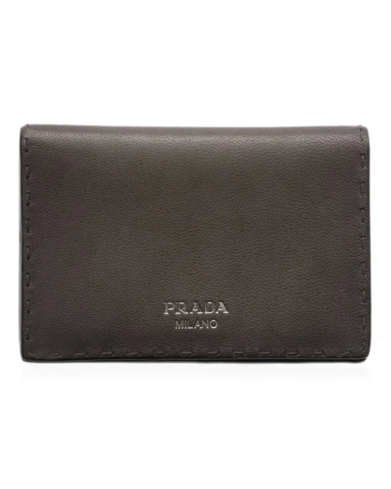 Prada Kartenetui aus gealtertem Leder - Grau Grau