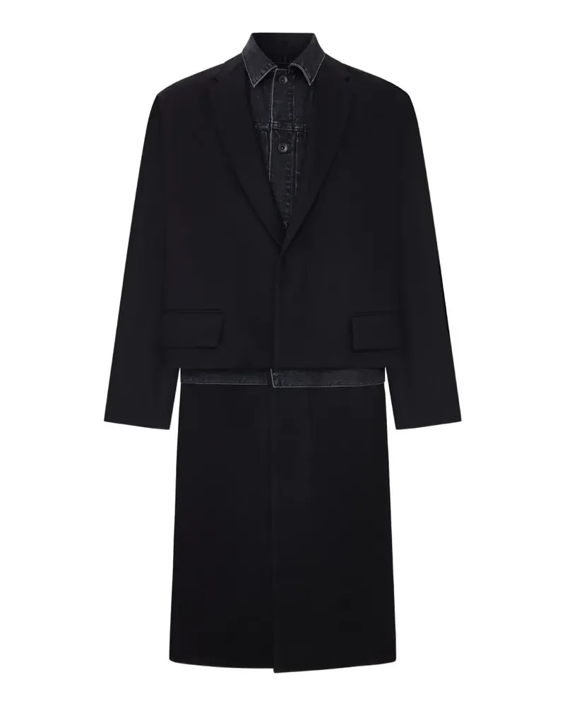 Sacai layered-design coat - Schwarz Schwarz