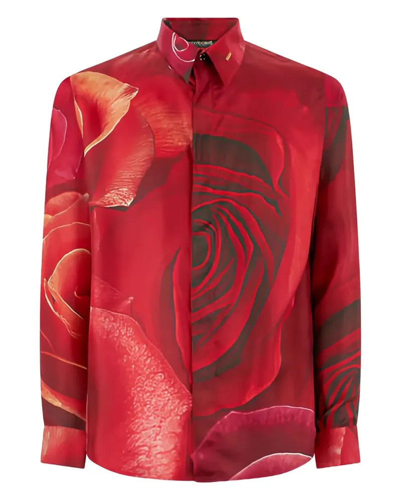 Roberto Cavalli Seidenhemd mit Blumen-Print - Rot Rot