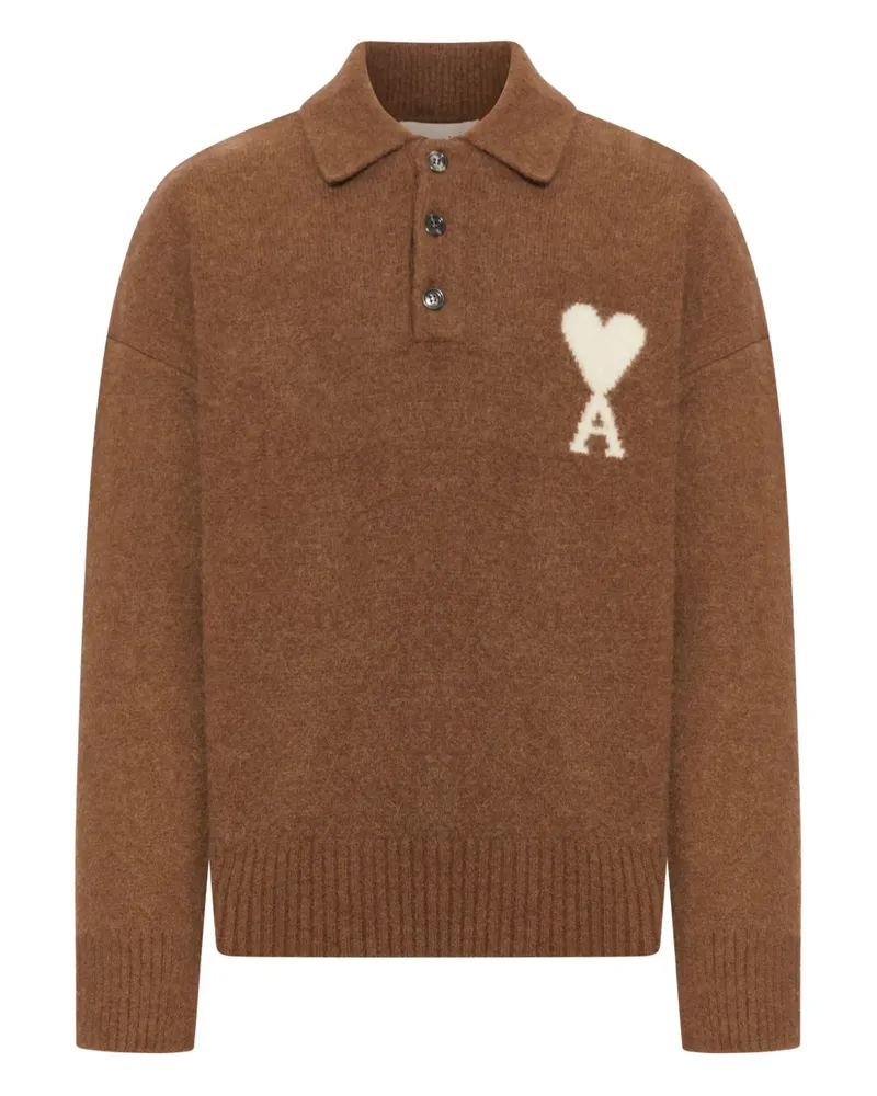AMI Paris Pullover mit Herz-Logo - Braun Braun