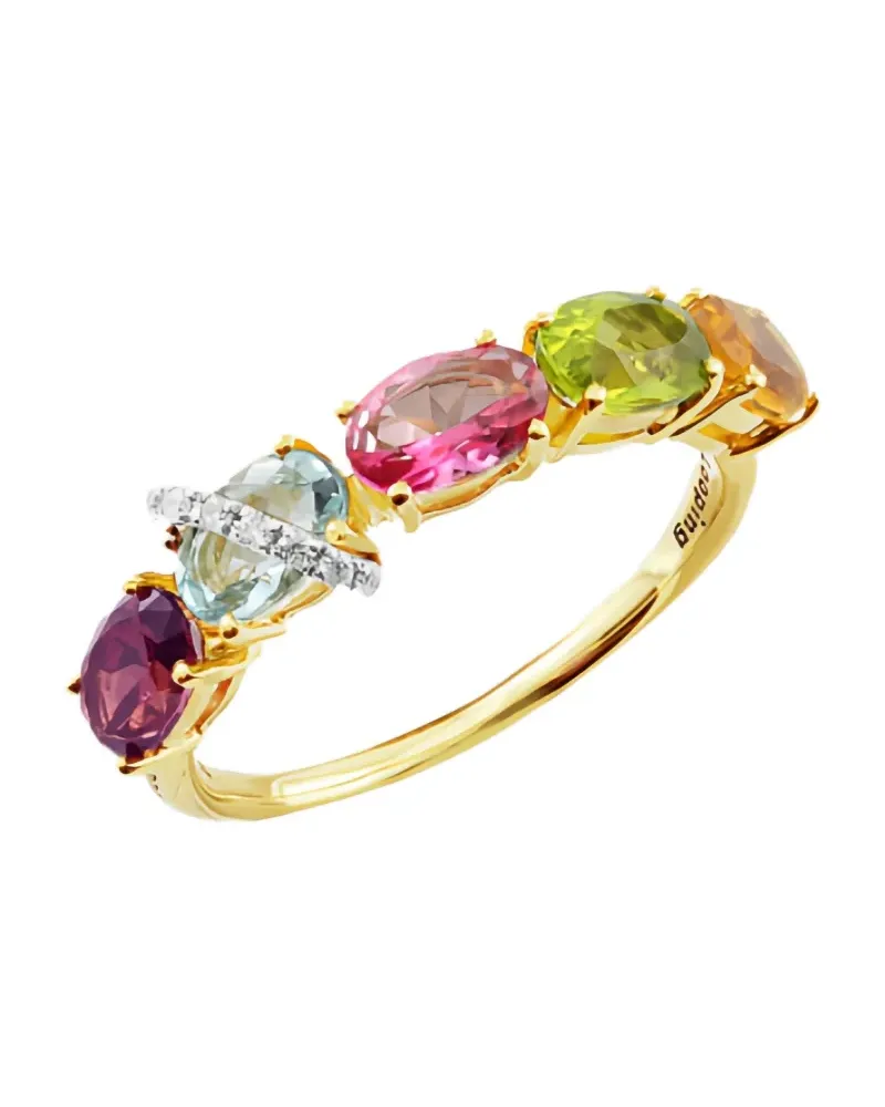 BRUMANI 18kt Looping Colours Gelbgoldring mit Schmucksteinen Gold