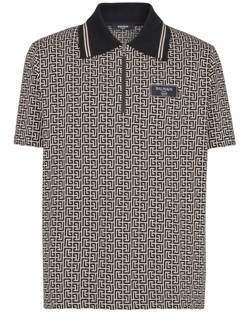 Balmain Labyrinth Jacquard-Poloshirt - Schwarz Schwarz