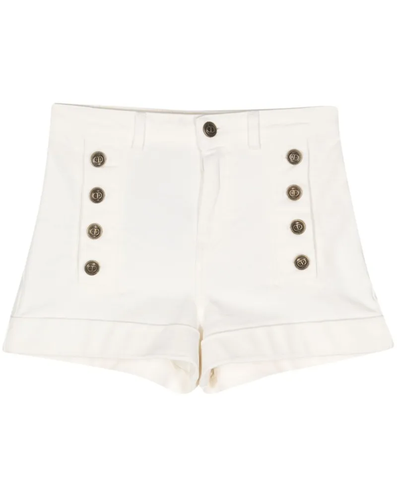 Twin-Set Jeans-Shorts mit Knopfdetail - Weiß Weiß
