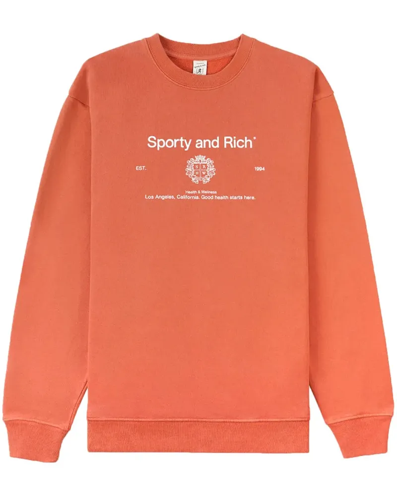 SPORTY & RICH Sweatshirt mit Wappen-Print - Orange Orange