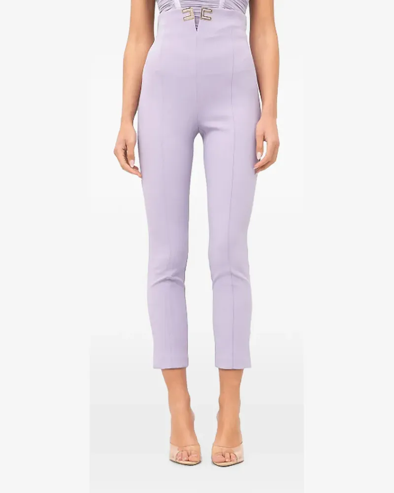 Elisabetta Franchi logo-plaque cropped trousers - Violett Violett