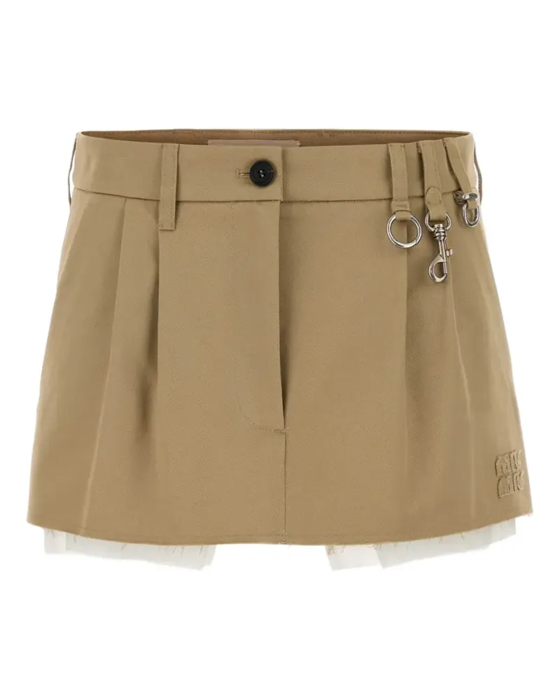 Miu Miu pleated raw-edge mini skirt - Nude Nude