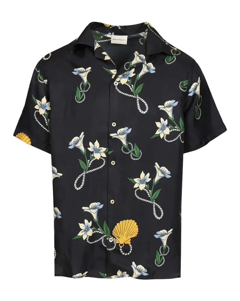 Drôle de Monsieur shell floral silk shirt - Blau Blau