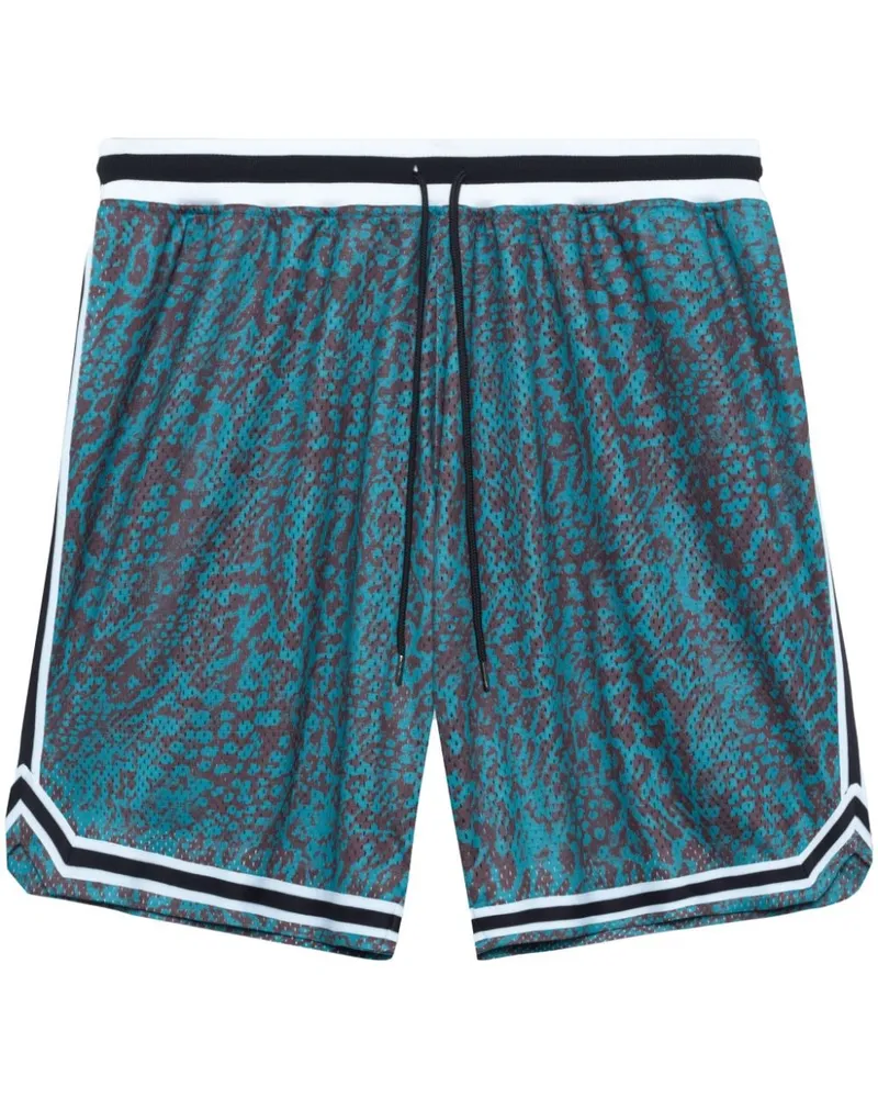 John Elliott + Co Game Joggingshorts mit Leoparden-Print Blau