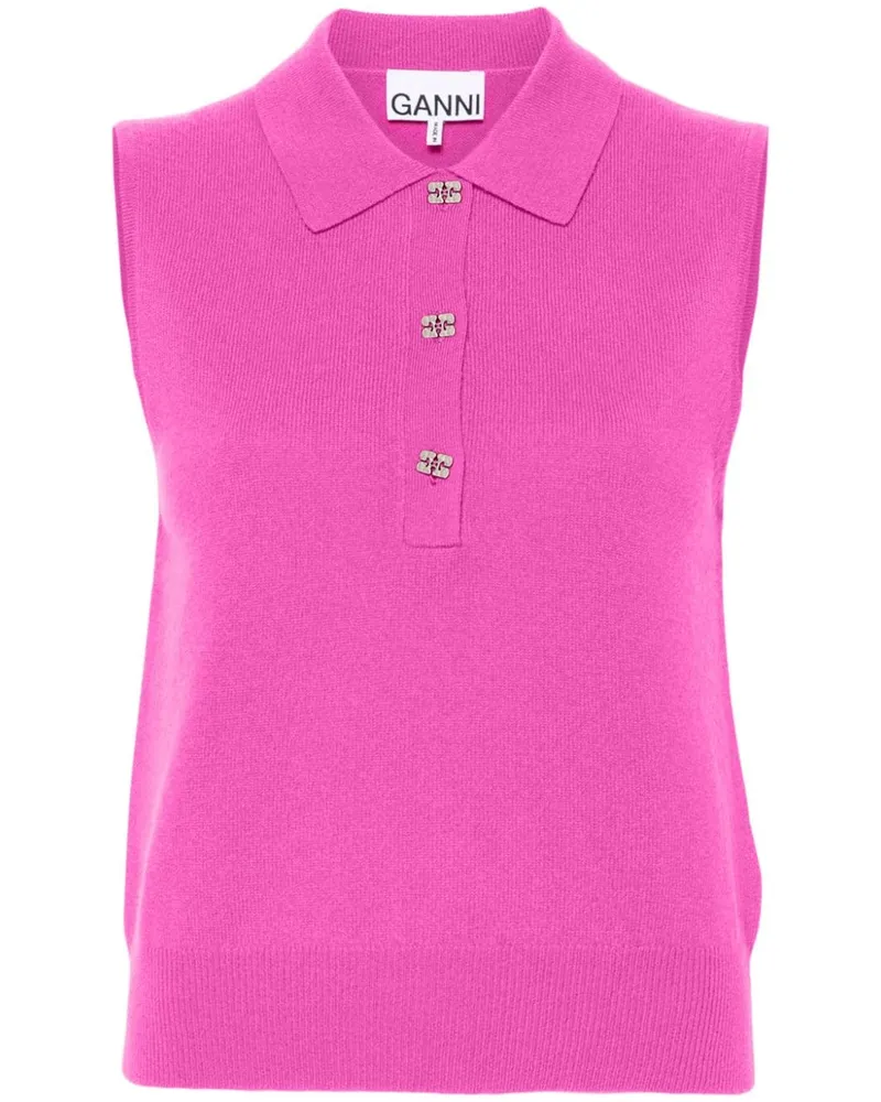 Ganni Top mit Logo-Knöpfen - Violett Violett