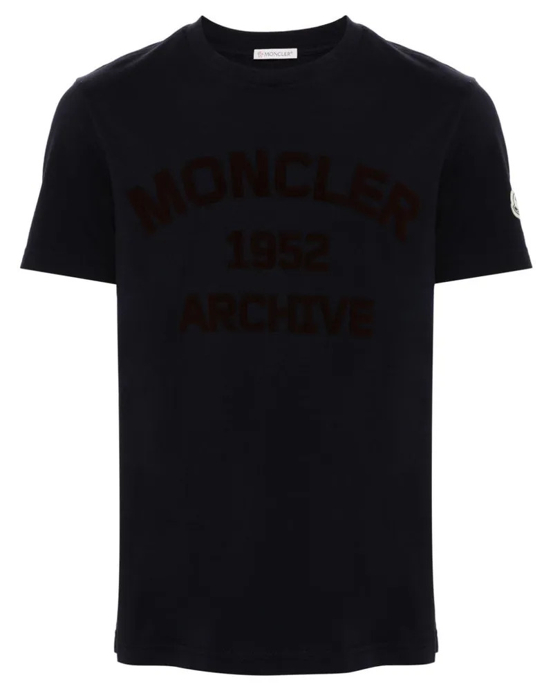Moncler T-Shirt mit beflocktem Logo - Blau Blau