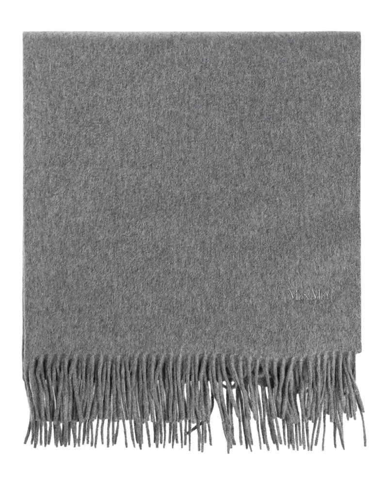Max Mara Baci fringed logo-embroidered scarf - Grau Grau