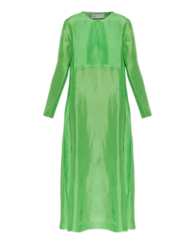 Tory Burch pleated-bib long-sleeve maxi dress - Grün Grün
