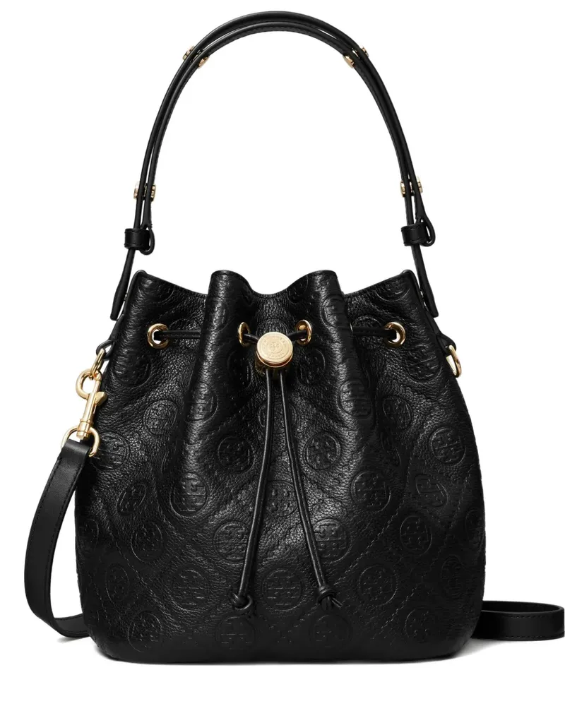 Tory Burch Strukturierte Beuteltasche mit T-Monogramm - Schwarz Schwarz