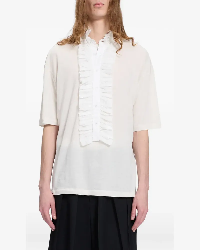 Ann Demeulemeester Gerüschtes T-Shirt mit Spitzenbesatz - Nude Nude