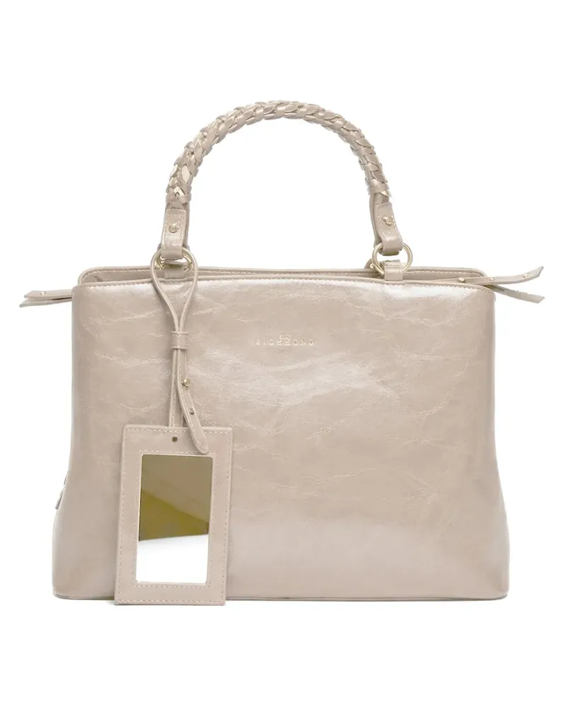 John Richmond braided-handle leather tote bag - Nude Nude