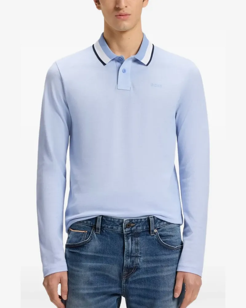 HUGO BOSS Langärmeliges Poloshirt - Blau Blau