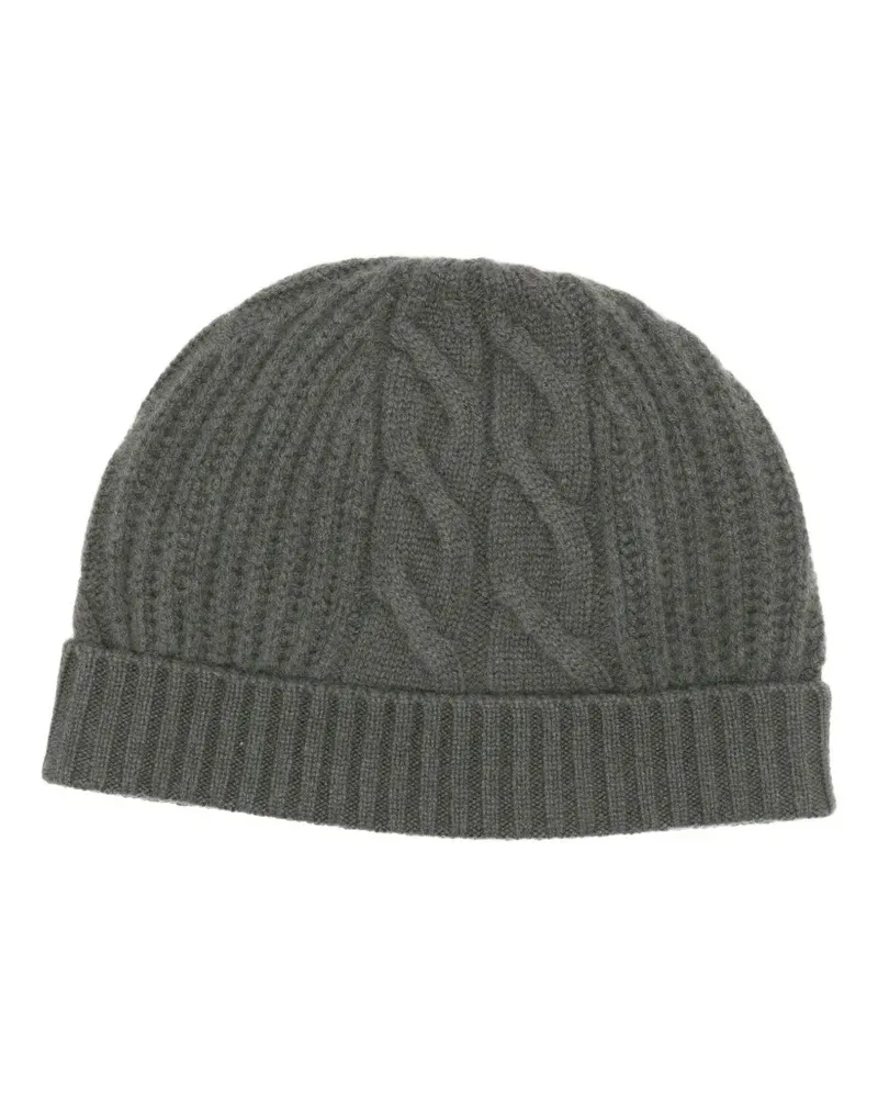 N.Peal Kaschmirbeanie mit Zopfmuster - Grün Grün