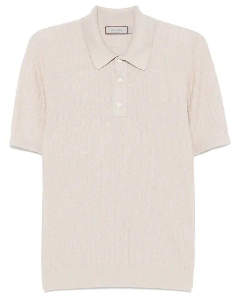 Canali Gestricktes Poloshirt - Nude Nude