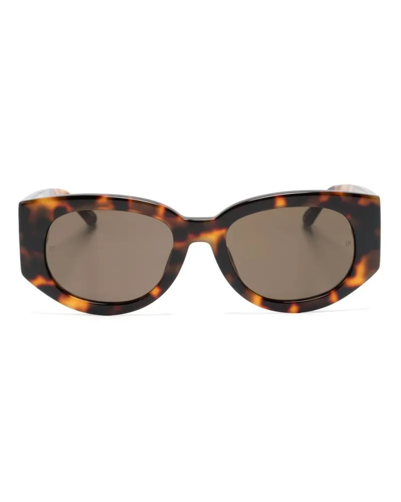 Linda Farrow Sonnenbrille mit ovalem Gestell Braun