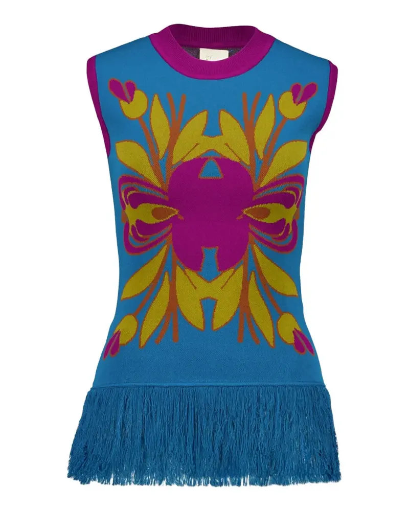 PAULA fringed vest - Blau Blau