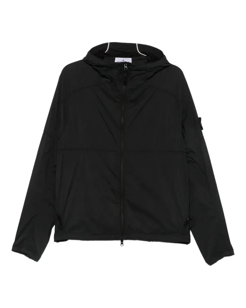Stone Island Kapuzenjacke mit Logo-Patch - Schwarz Schwarz