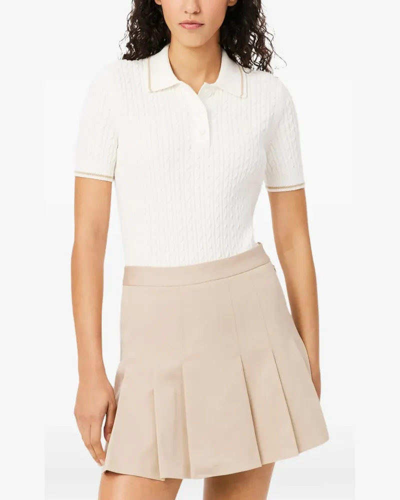 Lacoste Poloshirt mit Zopfmuster - Weiß Weiß