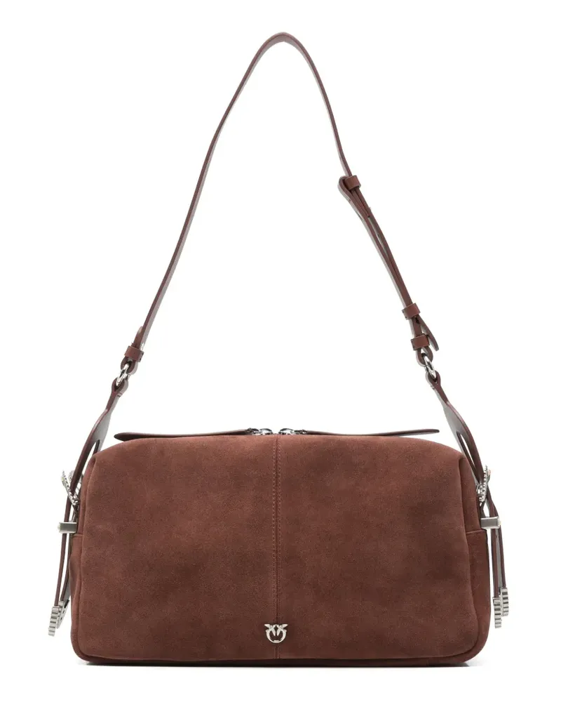 Pinko Love Birds Schultertasche mit Schnallendetail - Braun Braun