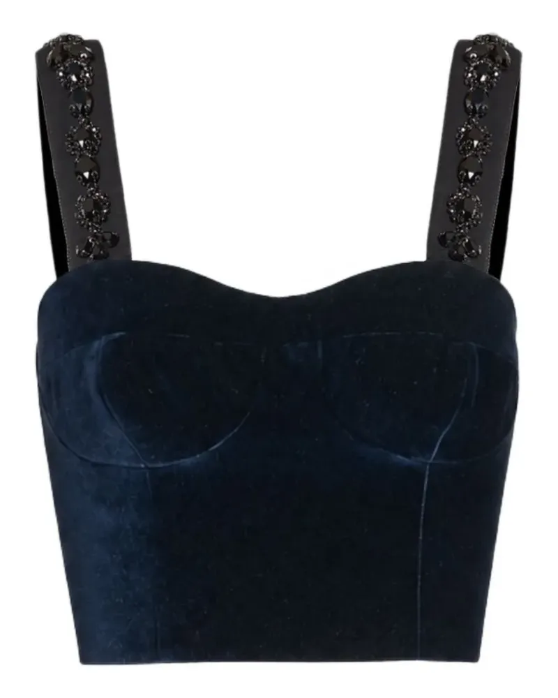 Erdem embroidered velvet bralette top - Blau Blau