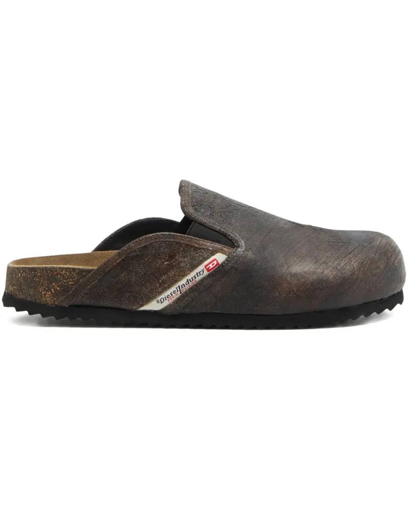 Diesel Slipper aus Leder - Braun Braun