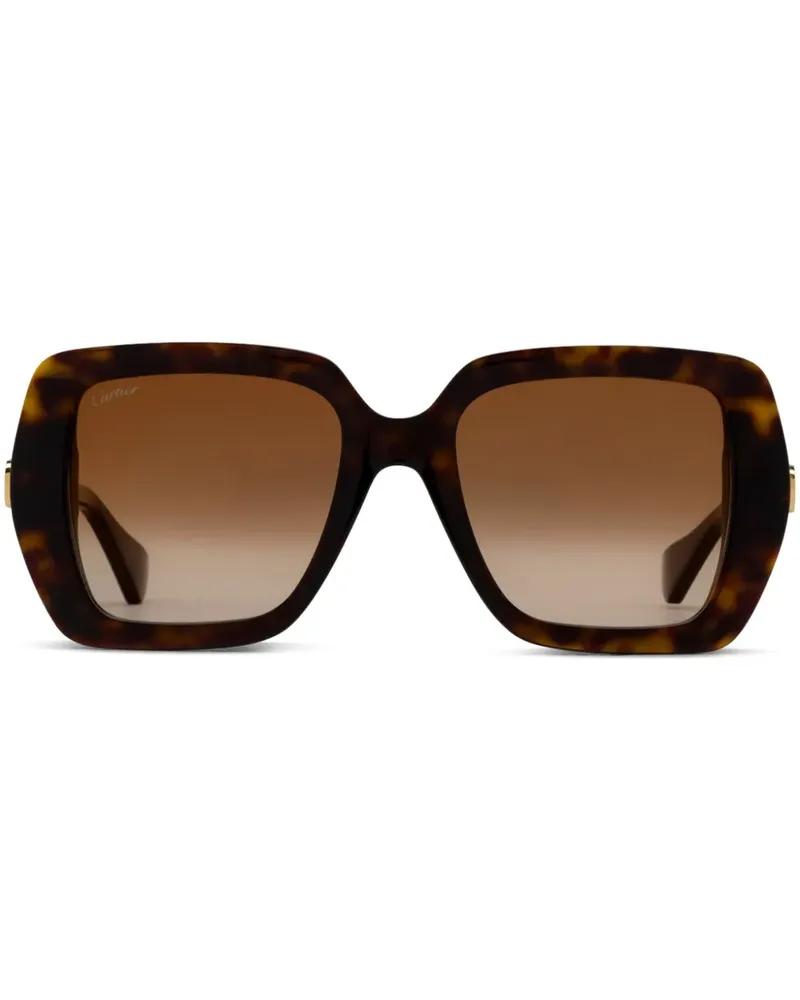 Cartier Sonnenbrille mit eckigem Gestell - Braun Braun