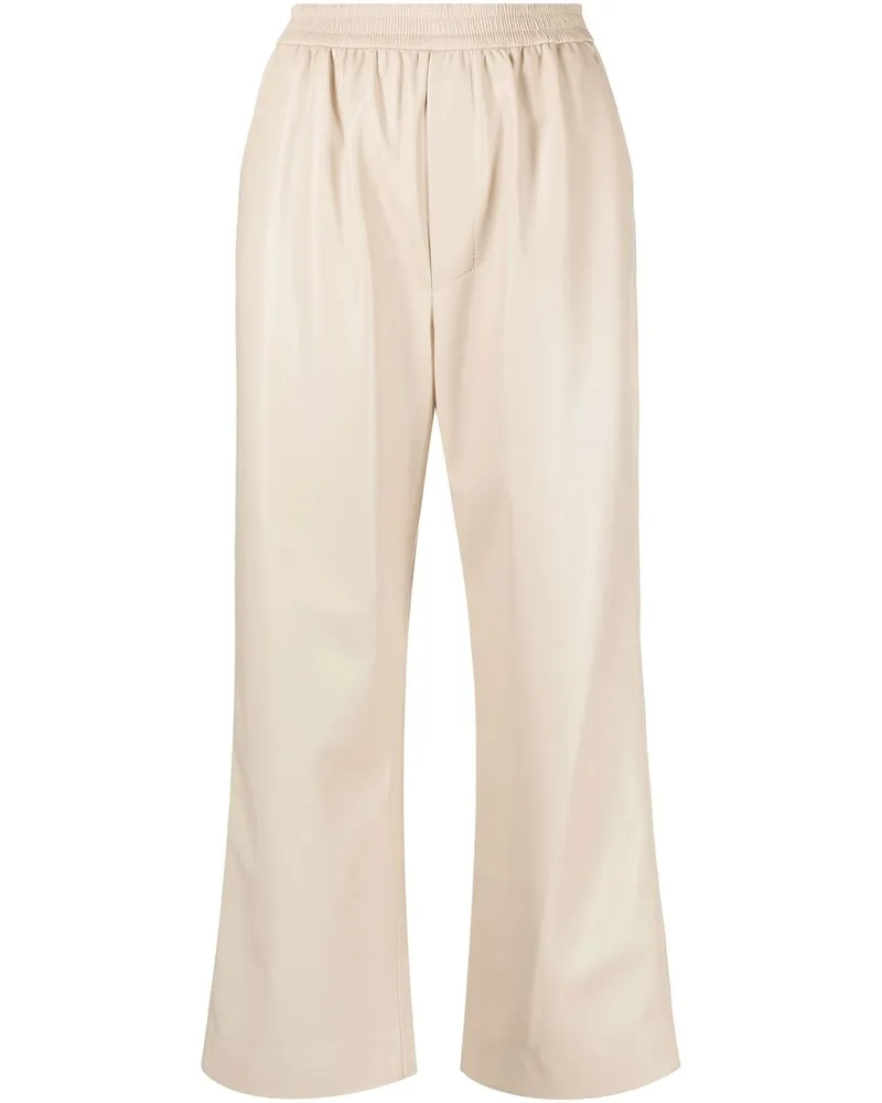 Nanushka Cropped-Hose in Lederoptik - Nude Nude