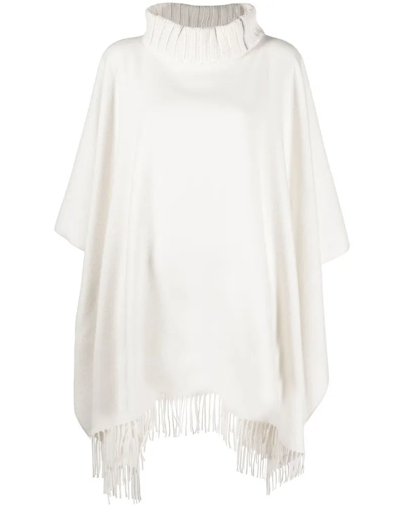 Fabiana Filippi Gestrickter Poncho mit Rollkragen - Weiß Weiß