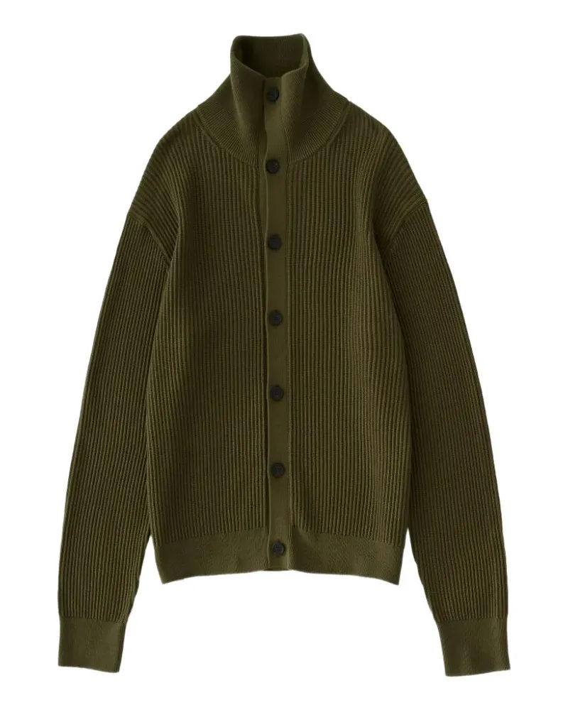 Studio Nicholson Oran ribbed-knit high-neck cardigan - Grün Grün