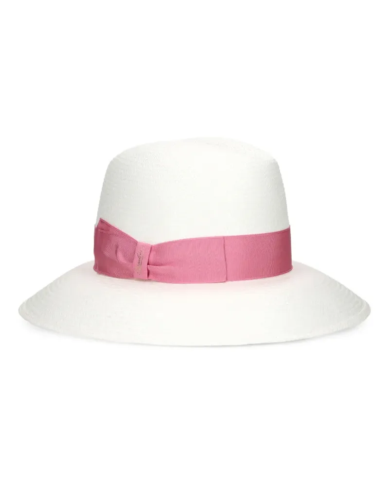 Borsalino Claudette grosgrain-trim straw hat - Weiß Weiß
