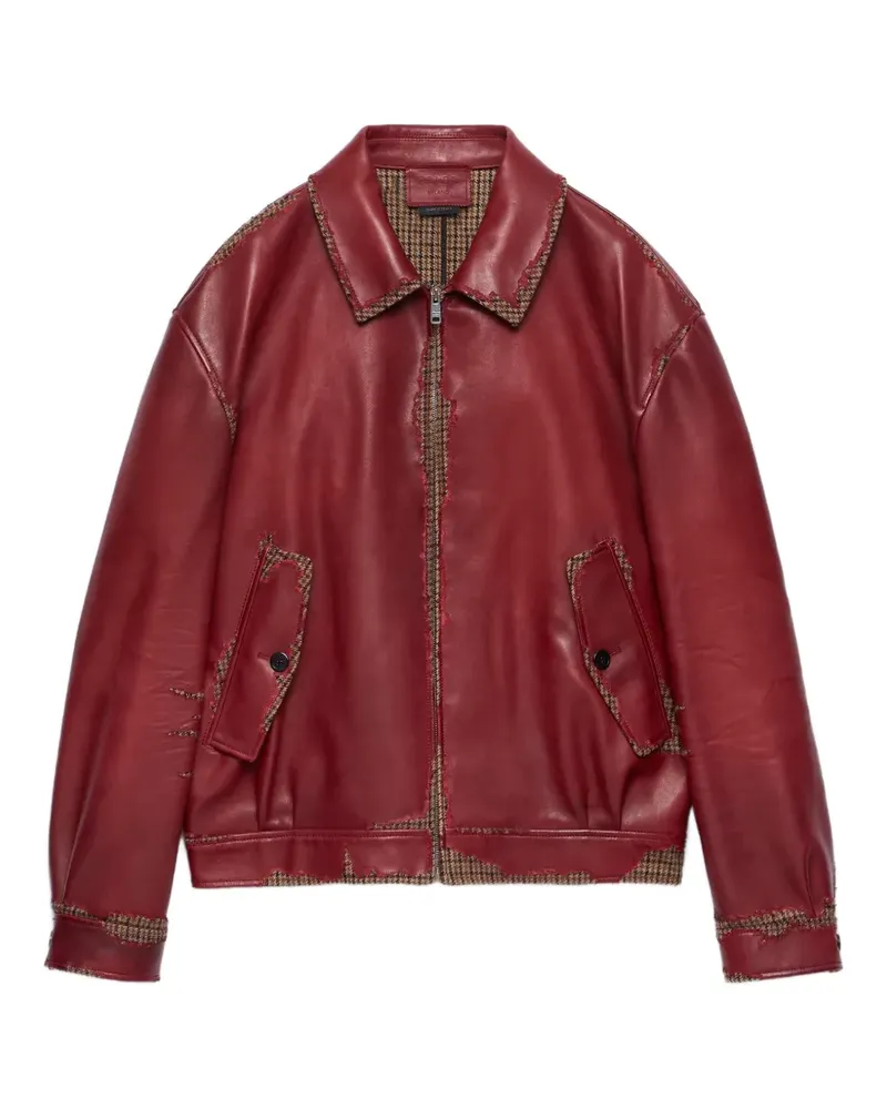 Prada Jacke aus Nappaleder mit Hahnentrittmuster - Rot Rot