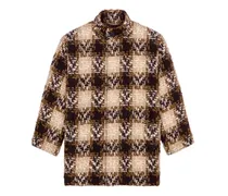 Kurzmantel aus kariertem Tweed - Nude