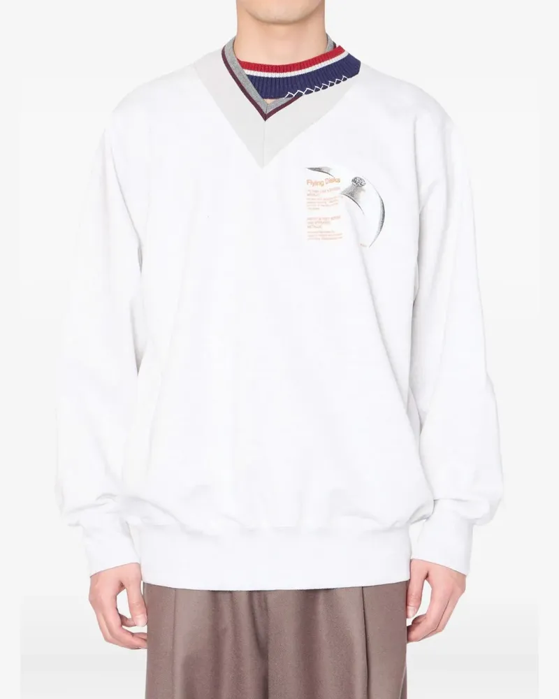 kolor Sweatshirt mit V-Ausschnitt - Grau Grau