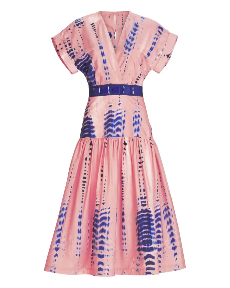 Silvia Tcherassi Metaponto Midikleid mit V-Ausschnitt - Rosa Rosa