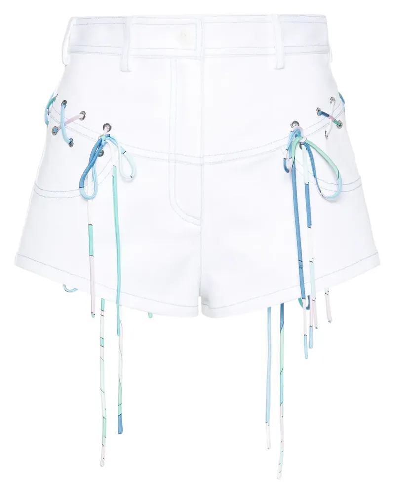 Emilio Pucci Jeans-Shorts mit Schnürung - Weiß Weiß