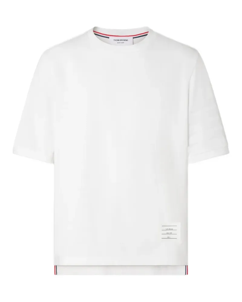 Thom Browne Jersey-T-Shirt mit Logo-Streifen - Weiß Weiß